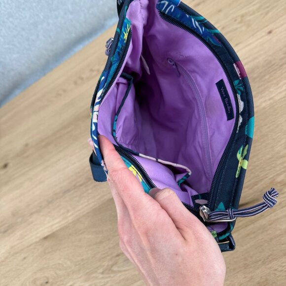 Vera Bradley Lighten Up Slim Crossbody Bag Purse Dark Blue Floral Casual Nylon - Picture 9 of 15